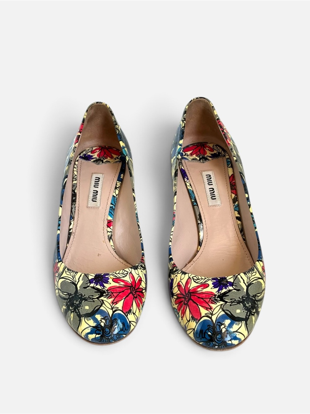 Miu Miu Yellow Floral Pointed-Toe Stiletto Pumps - Picture 2 of 7